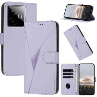 For Realme GT 7 India Triangle Pattern Buckle Clasp Leather Phone Case(Light Purple)