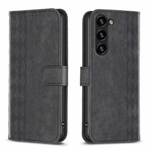 For Samsung Galaxy S25+ 5G Plaid Embossed Leather Phone Case(Black)