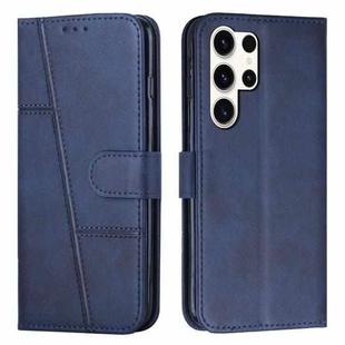 For Samsung Galaxy S25 Ultra 5G Stitching Calf Texture Buckle Leather Phone Case(Blue)
