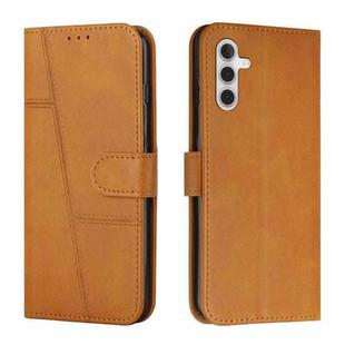 For Samsung Galaxy S25 / S24 5G Stitching Calf Texture Buckle Leather Phone Case(Yellow)