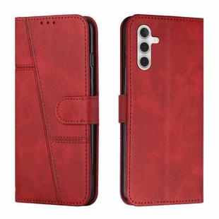 For Samsung Galaxy S25+ / S24+ 5G Stitching Calf Texture Buckle Leather Phone Case(Red)