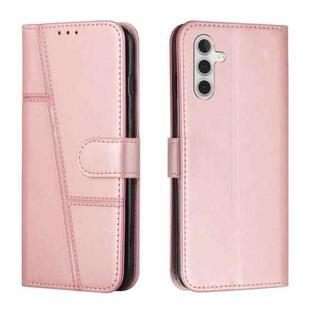 For Samsung Galaxy S25+ / S24+ 5G Stitching Calf Texture Buckle Leather Phone Case(Rose Gold)