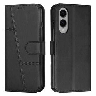 For Samsung Galaxy S25 Edge 5G Stitching Calf Texture Buckle Leather Phone Case(Black)