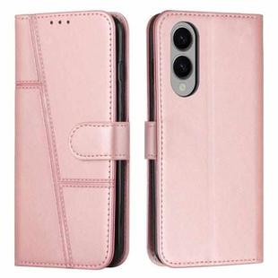 For Samsung Galaxy S25 Edge 5G Stitching Calf Texture Buckle Leather Phone Case(Rose Gold)