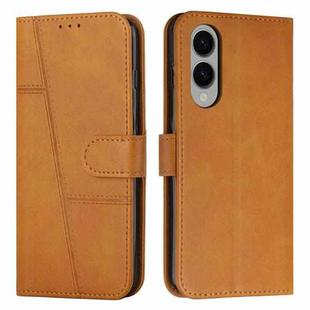 For Samsung Galaxy S25 Edge 5G Stitching Calf Texture Buckle Leather Phone Case(Yellow)
