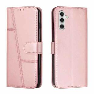 For Samsung Galaxy S25 FE 5G Stitching Calf Texture Buckle Leather Phone Case(Rose Gold)