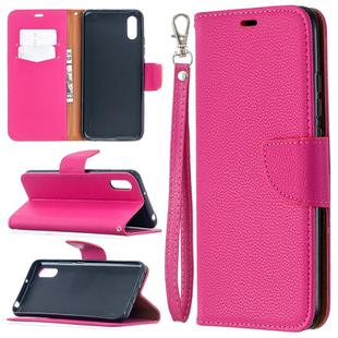 For Xiaomi Redmi 9A Litchi Texture Pure Color Horizontal Flip PU Leather Case with Holder & Card Slots & Wallet & Lanyard(Rose Red)