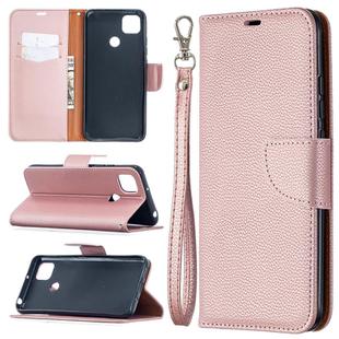 For Xiaomi Redmi 9C Litchi Texture Pure Color Horizontal Flip PU Leather Case with Holder & Card Slots & Wallet & Lanyard(Rose Gold)