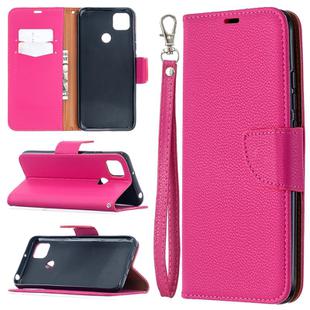 For Xiaomi Redmi 9C Litchi Texture Pure Color Horizontal Flip PU Leather Case with Holder & Card Slots & Wallet & Lanyard(Rose Red)