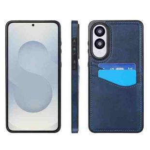For Samsung Galaxy S25 Edge 5G Litchi Leather Skin Card Slots Phone Case(Blue)