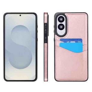 For Samsung Galaxy S25 Edge 5G Litchi Leather Skin Card Slots Phone Case(Rose Gold)