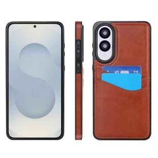 For Samsung Galaxy S25 Edge 5G Litchi Leather Skin Card Slots Phone Case(Brown)