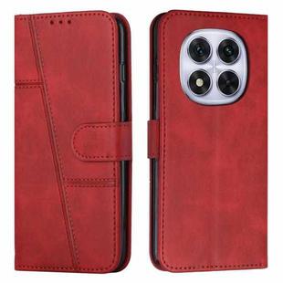 For Redmi Note 14 Pro 5G Stitching Calf Texture Buckle Leather Phone Case(Red)