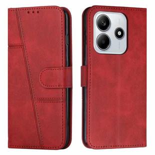 For Redmi Note 14 5G Stitching Calf Texture Buckle Leather Phone Case(Red)