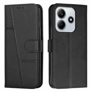 For Redmi Note 14 4G 163.25mm Stitching Calf Texture Buckle Leather Phone Case(Black)