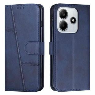 For Redmi Note 14 4G 163.25mm Stitching Calf Texture Buckle Leather Phone Case(Blue)