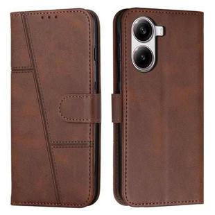 For Redmi Turbo 4 / Xiaomi Poco X7 Pro Stitching Calf Texture Buckle Leather Phone Case(Brown)