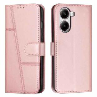 For Redmi Turbo 4 / Xiaomi Poco X7 Pro Stitching Calf Texture Buckle Leather Phone Case(Rose Gold)