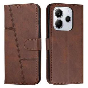 For Redmi Note 14 4G 164.84mm Stitching Calf Texture Buckle Leather Phone Case(Brown)