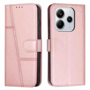 For Redmi Note 14 4G 164.84mm Stitching Calf Texture Buckle Leather Phone Case(Rose Gold)