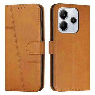 For Redmi Note 14 4G 164.84mm Stitching Calf Texture Buckle Leather Phone Case(Yellow)