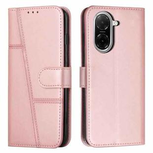 For Redmi A5 4G 171.7mm / Poco C71 Stitching Calf Texture Buckle Leather Phone Case(Rose Gold)