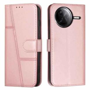 For Redmi K80 / K80 Pro Stitching Calf Texture Buckle Leather Phone Case(Rose Gold)