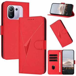 For Xiaomi Mi 11 Pro Triangle Pattern Buckle Clasp Leather Phone Case(Red)