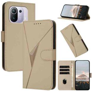 For Xiaomi Mi 11 Pro Triangle Pattern Buckle Clasp Leather Phone Case(Gold)