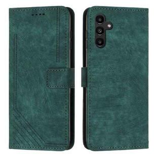 For Samsung Galaxy S25 FE 5G Skin Feel Stripe Pattern Leather Phone Case with Lanyard(Green)