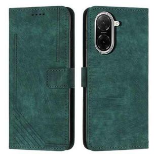 For Redmi A5 5G 171.7mm / Poco C71 Skin Feel Stripe Pattern Leather Phone Case with Long Lanyard(Green)