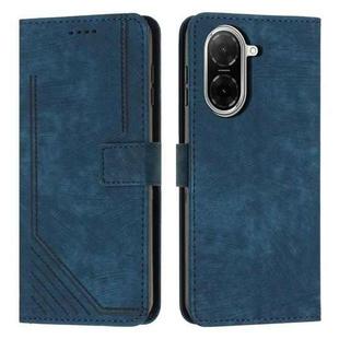 For Redmi A5 5G 171.7mm / Poco C71 Skin Feel Stripe Pattern Leather Phone Case with Long Lanyard(Blue)