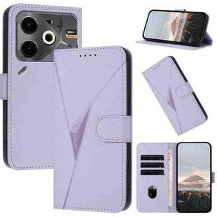 For Tecno Pova 6 Neo Triangle Pattern Buckle Clasp Leather Phone Case(Light Purple)