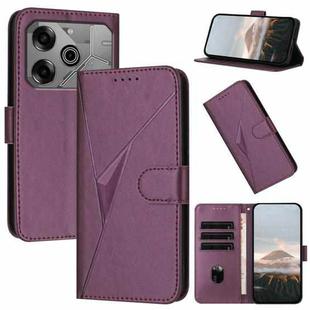 For Tecno Pova 6 / Pova 6 Pro Triangle Pattern Buckle Clasp Leather Phone Case(Dark Purple)