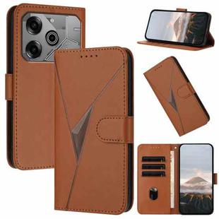 For Tecno Pova 6 / Pova 6 Pro Triangle Pattern Buckle Clasp Leather Phone Case(Brown)