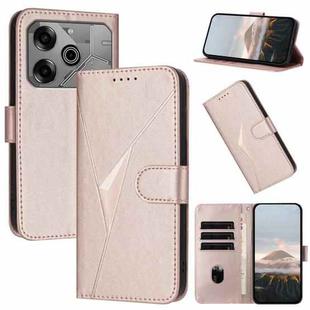 For Tecno Pova 6 / Pova 6 Pro Triangle Pattern Buckle Clasp Leather Phone Case(Rose Gold)