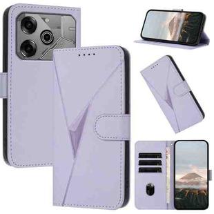 For Tecno Pova 6 / Pova 6 Pro Triangle Pattern Buckle Clasp Leather Phone Case(Light Purple)