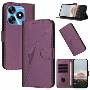 For Tecno Spark 10 4G Triangle Pattern Buckle Clasp Leather Phone Case(Dark Purple)