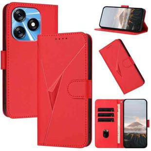 For Tecno Spark 10 4G Triangle Pattern Buckle Clasp Leather Phone Case(Red)