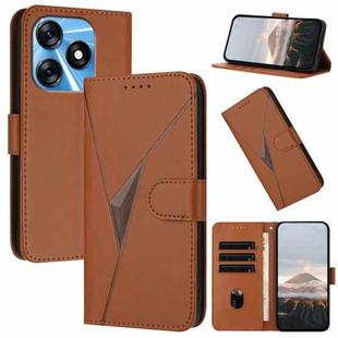 For Tecno Spark 10 4G Triangle Pattern Buckle Clasp Leather Phone Case(Brown)