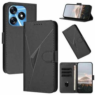 For Tecno Spark 10 4G Triangle Pattern Buckle Clasp Leather Phone Case(Black)