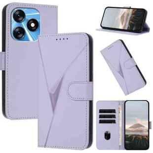 For Tecno Spark 10 4G Triangle Pattern Buckle Clasp Leather Phone Case(Light Purple)