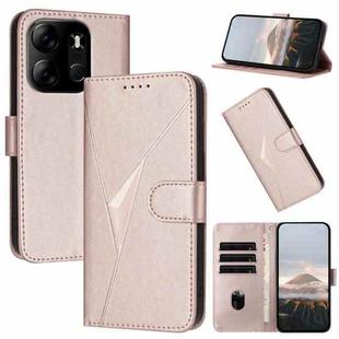 For Tecno Spark Go 2023 Triangle Pattern Buckle Clasp Leather Phone Case(Rose Gold)