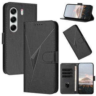 For Tecno Camon 40 4G Triangle Pattern Buckle Clasp Leather Phone Case(Black)