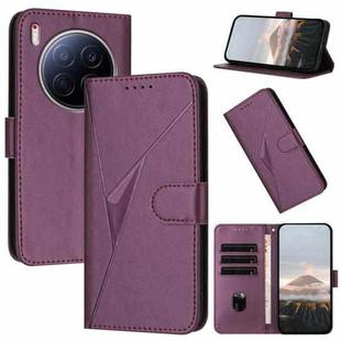 For Tecno Camon 40 Premier Triangle Pattern Buckle Clasp Leather Phone Case(Dark Purple)