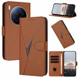 For Tecno Camon 40 Premier Triangle Pattern Buckle Clasp Leather Phone Case(Brown)