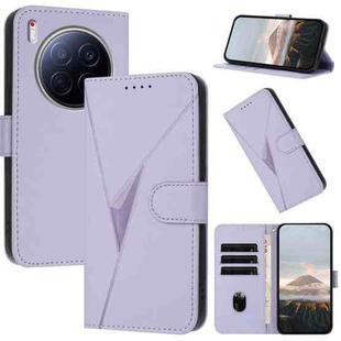 For Tecno Camon 40 Premier Triangle Pattern Buckle Clasp Leather Phone Case(Light Purple)