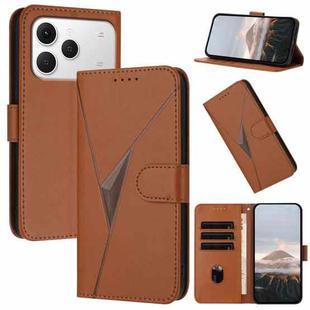 For Tecno Spark 40 4G Triangle Pattern Buckle Clasp Leather Phone Case(Brown)