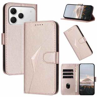 For Tecno Spark 40 4G Triangle Pattern Buckle Clasp Leather Phone Case(Rose Gold)