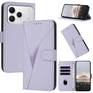 For Tecno Spark 40 4G Triangle Pattern Buckle Clasp Leather Phone Case(Light Purple)